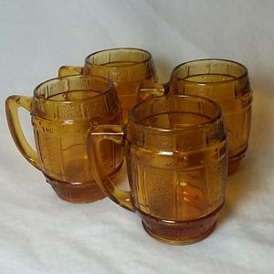 VTG amber barrel shot glasses